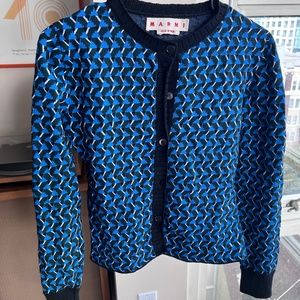 Vintage Marni blue green patterned cardigan (sz IT 36 or XS)